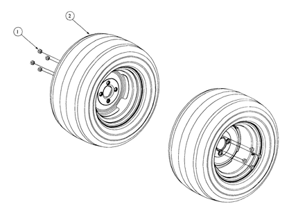 Wheel Assembly Diagram and Parts List for 3654 53AB5B8K100-ZT54 Cub Cadet Lawn Mower